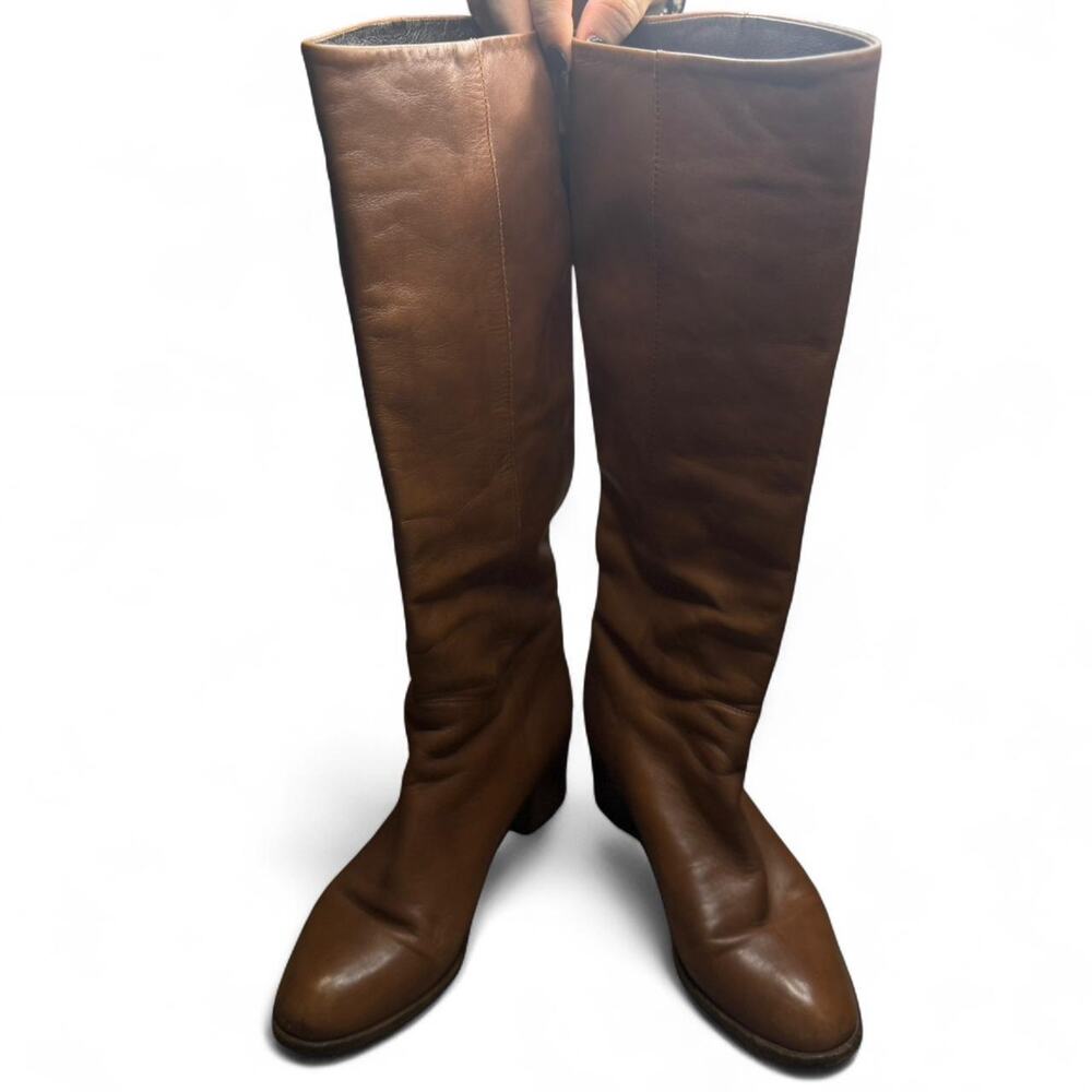 Kate spade brown leather knee high riding boots